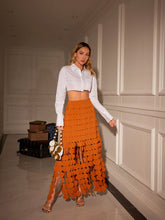 Nyx Circle Cutout Fringe Skirt In Orange